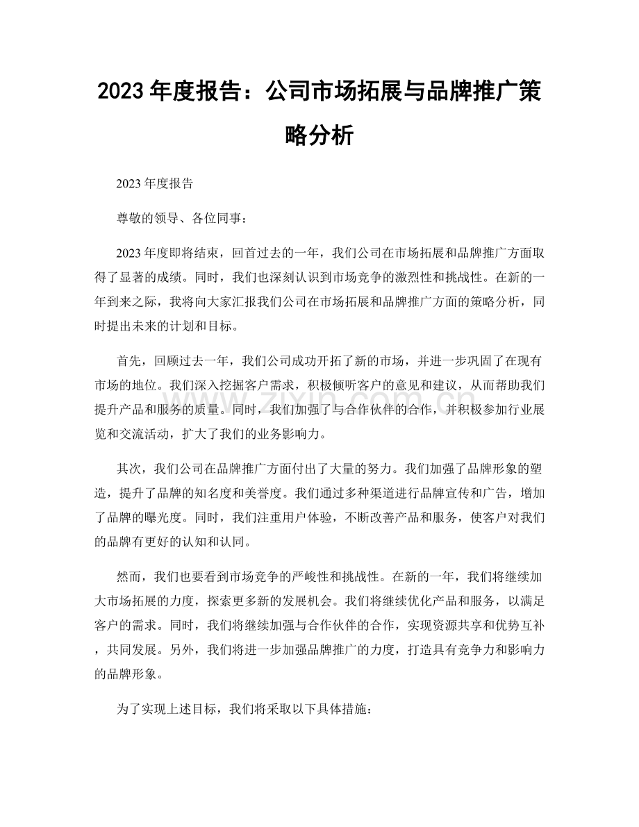 2023年度报告：公司市场拓展与品牌推广策略分析.docx_第1页