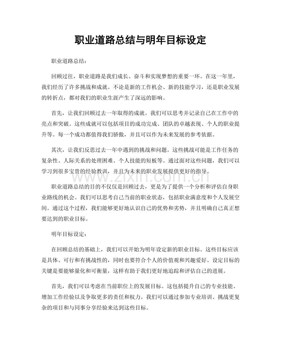 职业道路总结与明年目标设定.docx_第1页