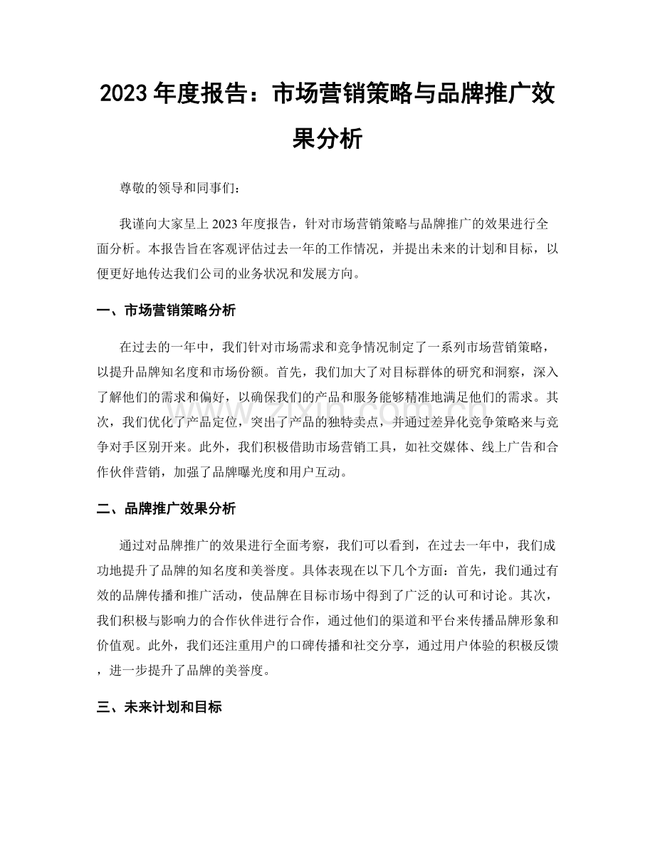 2023年度报告：市场营销策略与品牌推广效果分析.docx_第1页