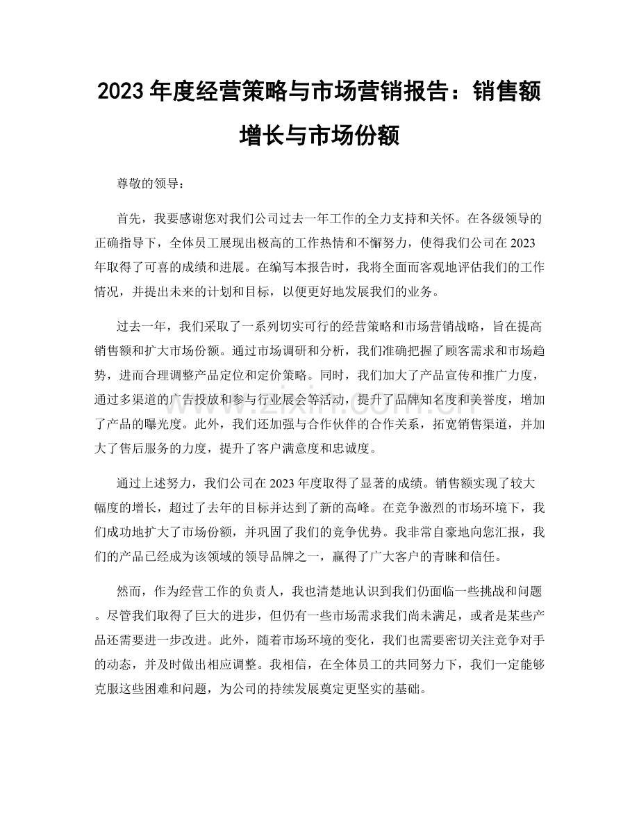 2023年度经营策略与市场营销报告：销售额增长与市场份额.docx_第1页