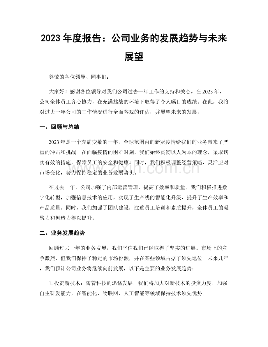 2023年度报告：公司业务的发展趋势与未来展望.docx_第1页