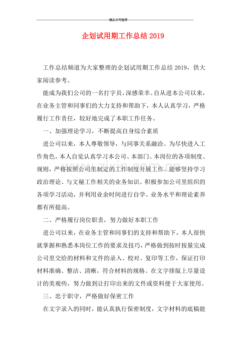 企划试用期工作总结2019.doc_第1页
