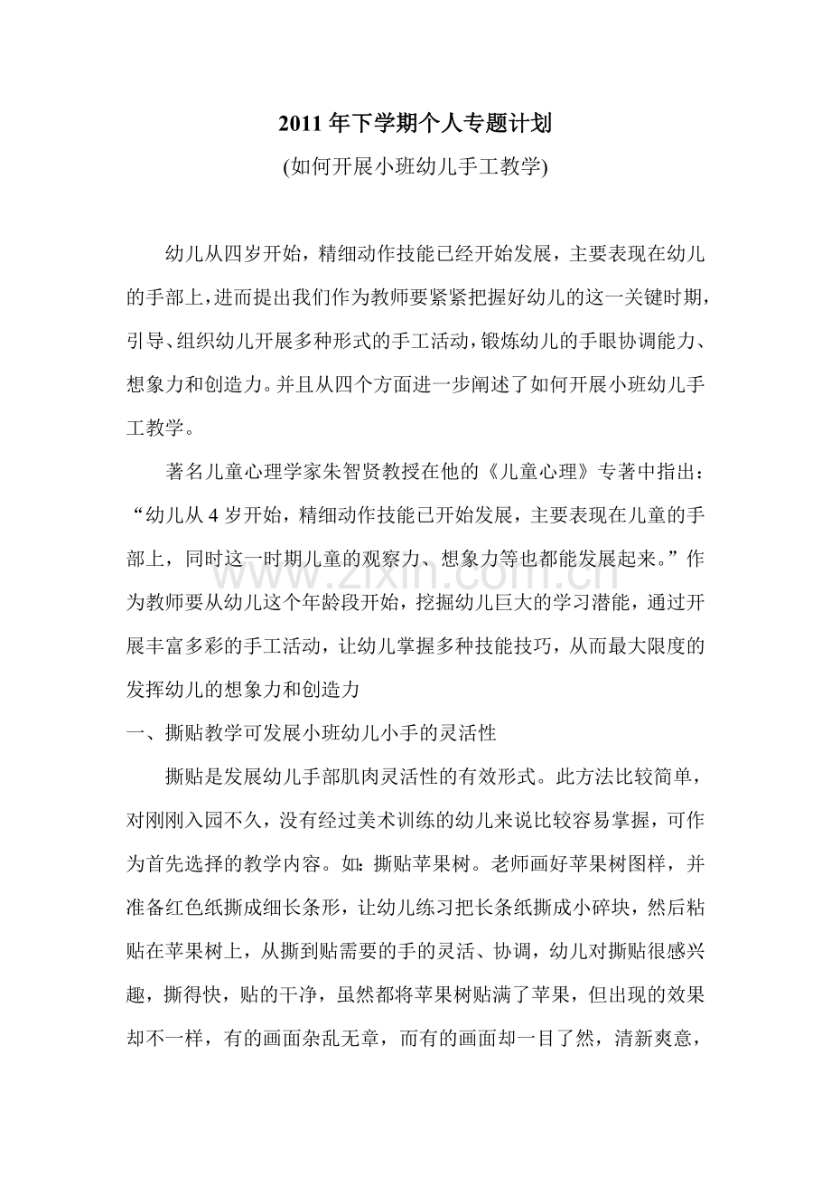 个人专题计划.doc_第1页