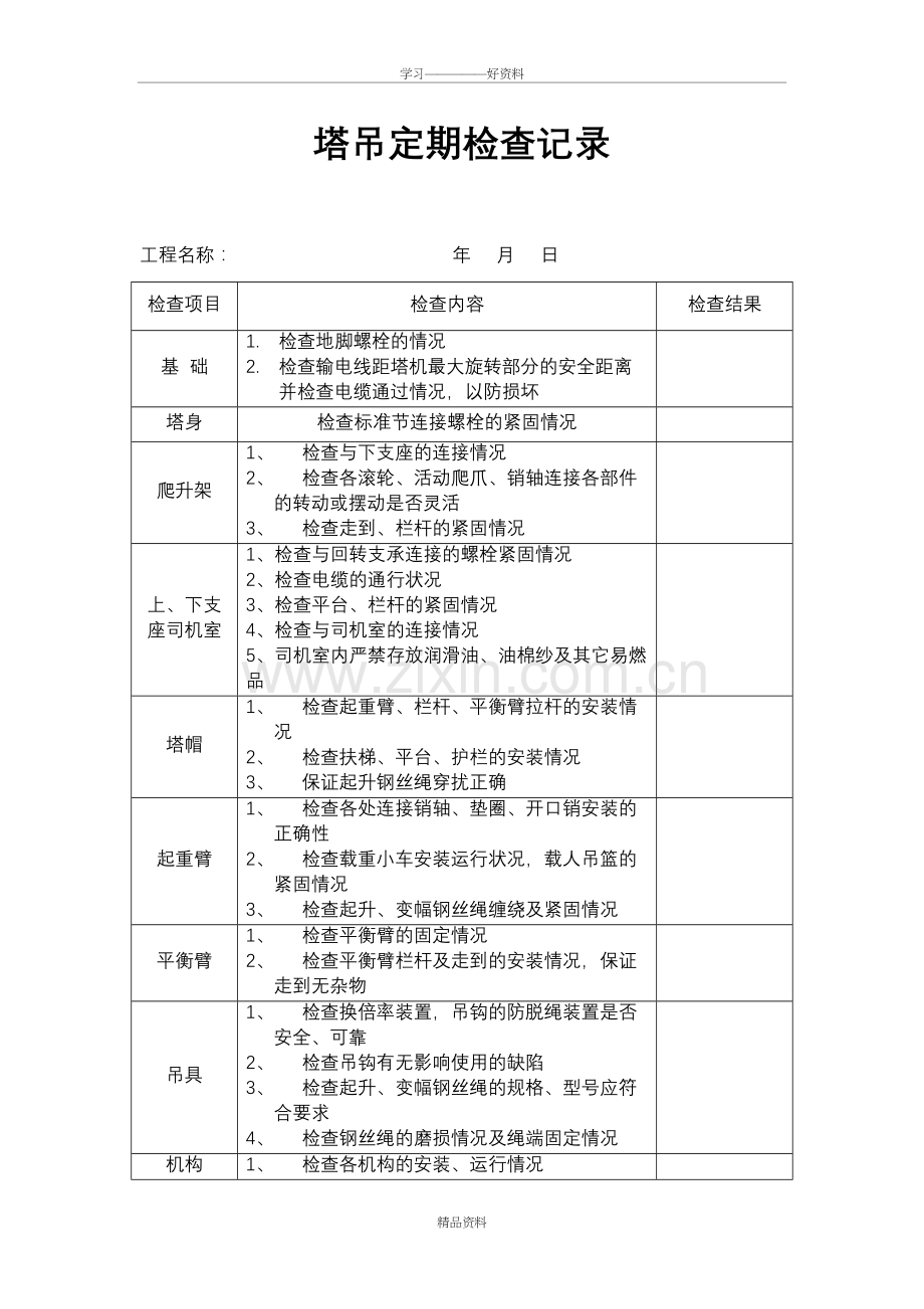 塔吊检查记录表(最全)说课材料.doc_第2页