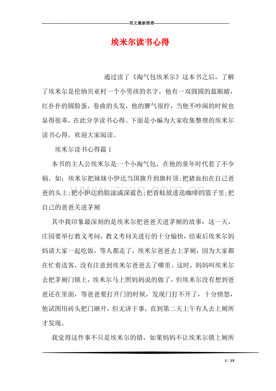 埃米尔读书心得.doc_第1页
