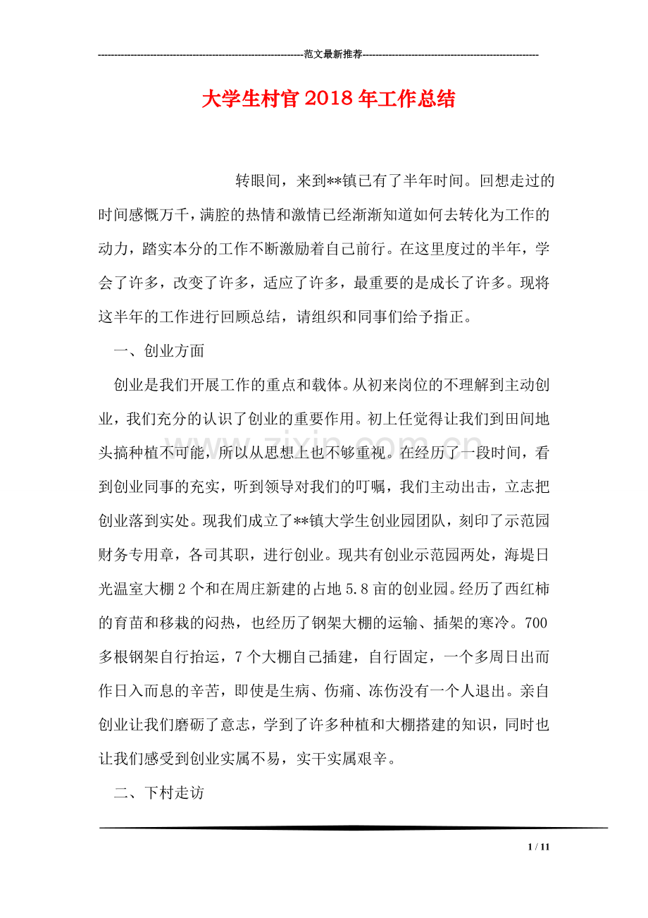 大学生村官2018年工作总结.doc_第1页