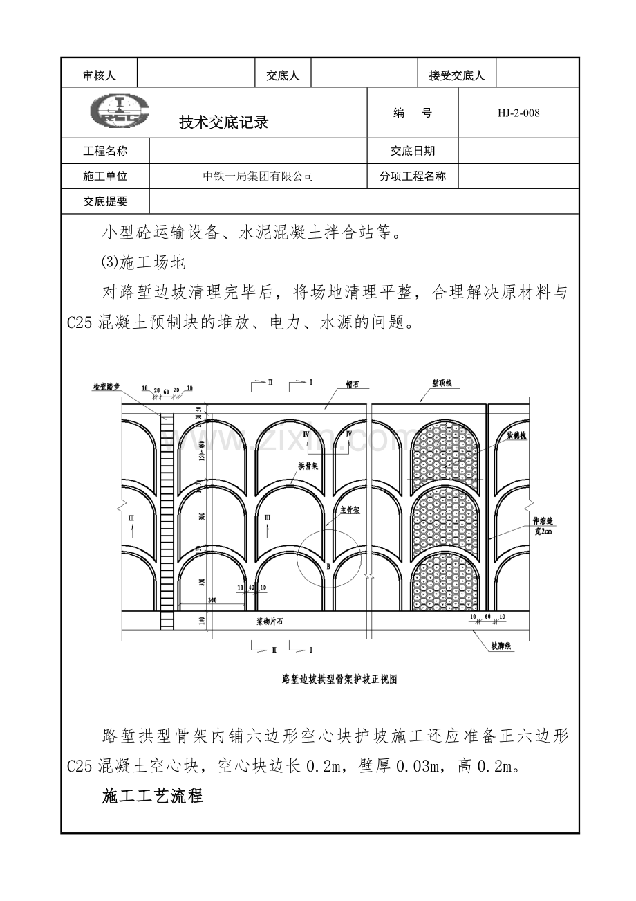 技术交底路堑边坡拱形骨架浆砌片石解析.docx_第2页