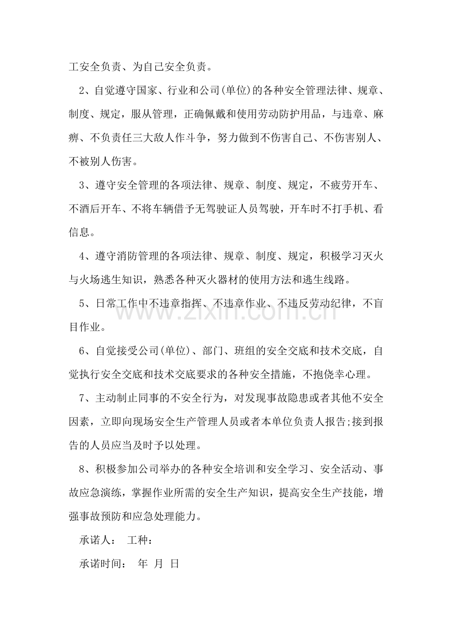 安全承诺书怎么写-1.doc_第2页
