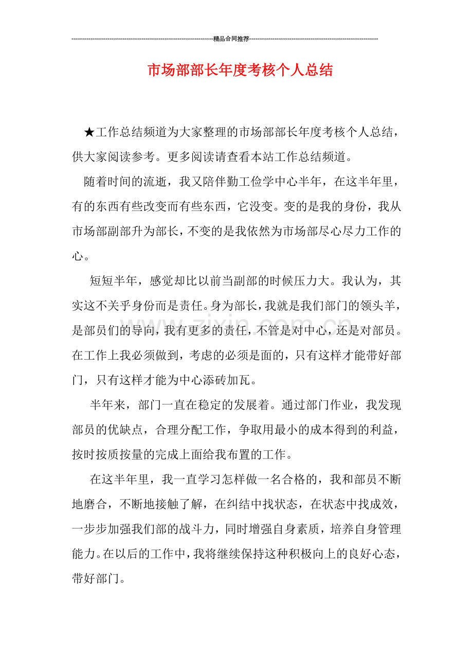市场部部长年度考核个人总结.doc_第1页