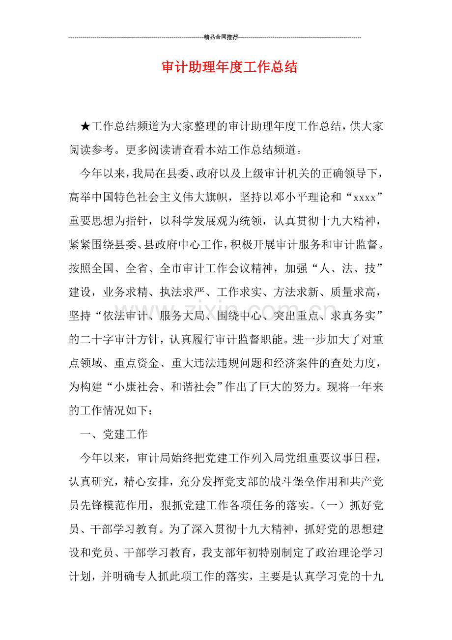 审计助理年度工作总结.doc_第1页