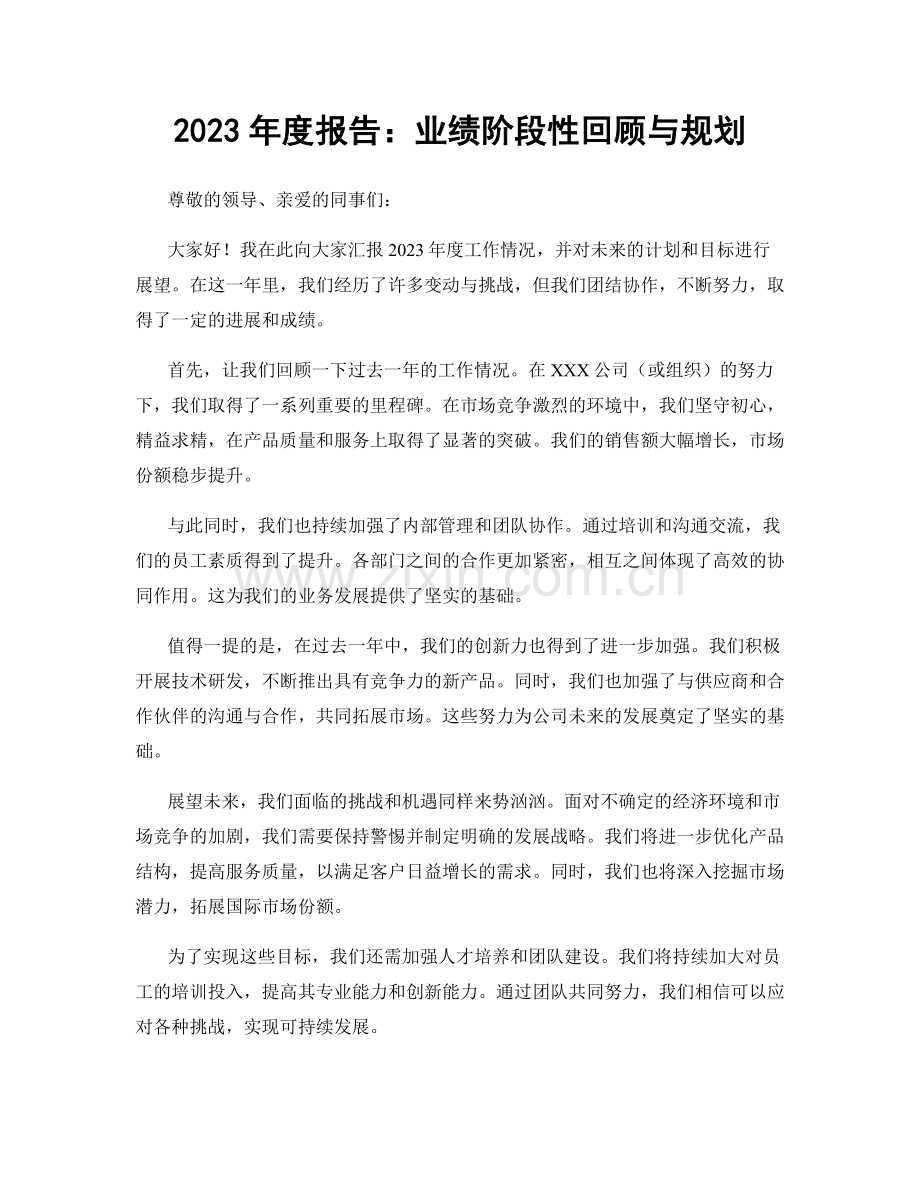 2023年度报告：业绩阶段性回顾与规划.docx_第1页