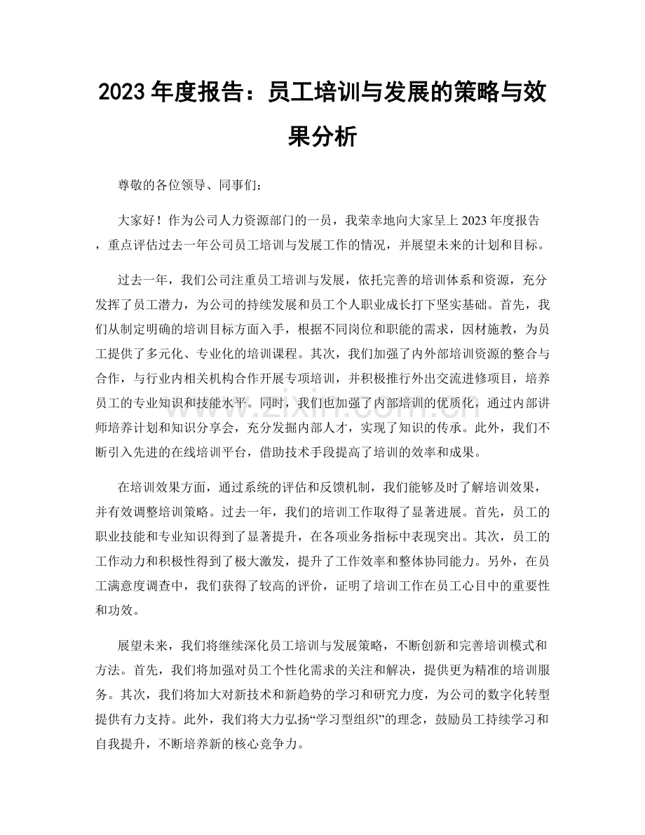 2023年度报告：员工培训与发展的策略与效果分析.docx_第1页