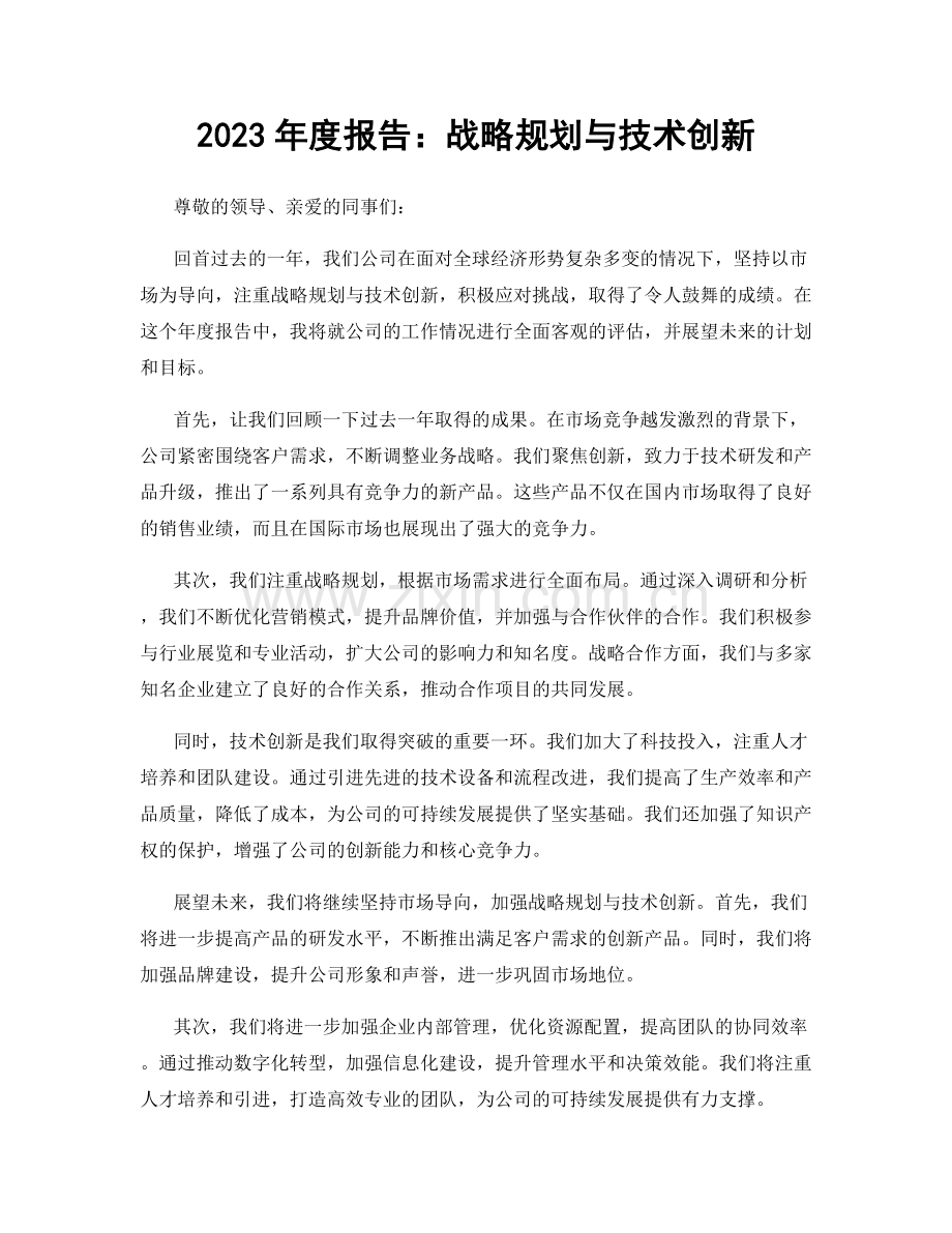 2023年度报告：战略规划与技术创新.docx_第1页