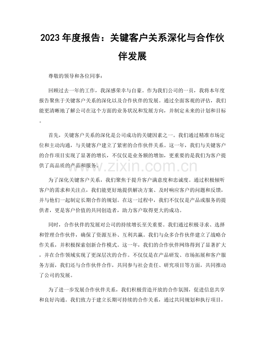 2023年度报告：关键客户关系深化与合作伙伴发展.docx_第1页