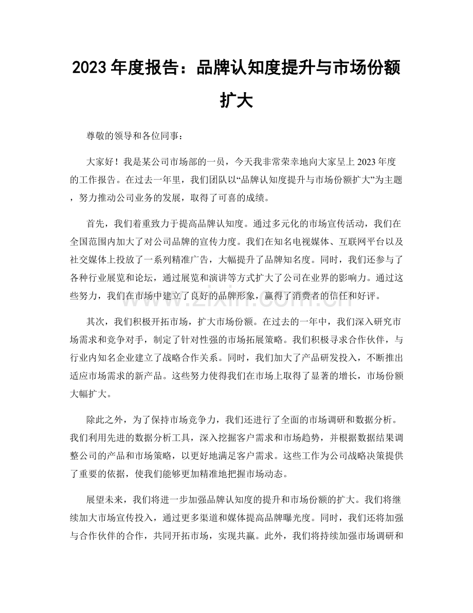 2023年度报告：品牌认知度提升与市场份额扩大.docx_第1页