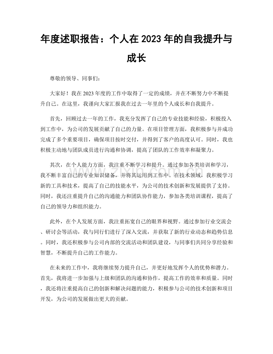 年度述职报告：个人在2023年的自我提升与成长.docx_第1页