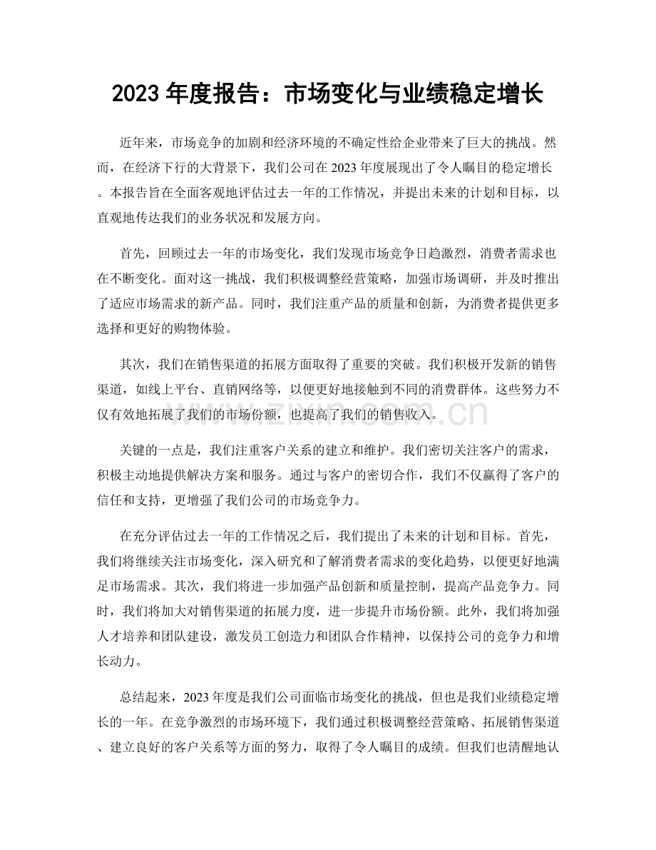 2023年度报告：市场变化与业绩稳定增长.docx_第1页