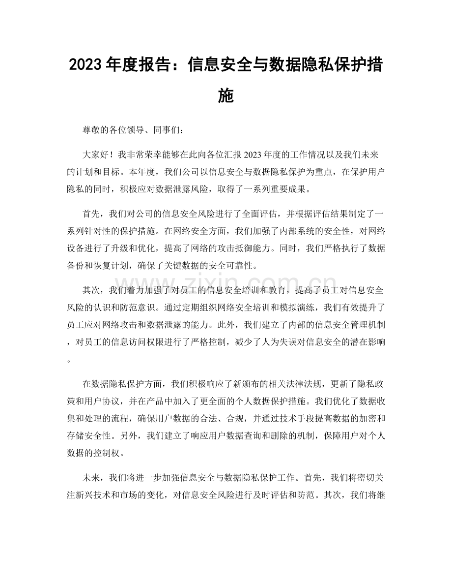 2023年度报告：信息安全与数据隐私保护措施.docx_第1页