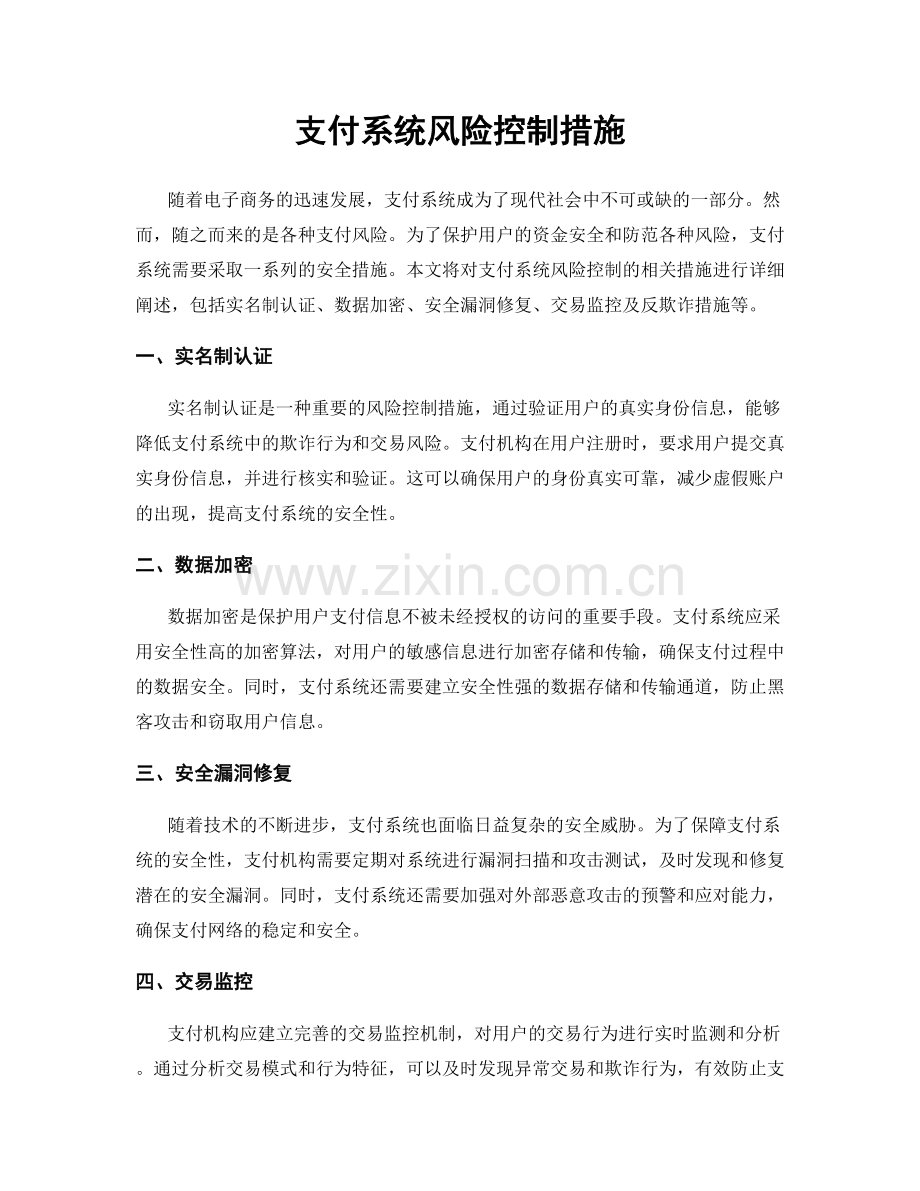 支付系统风险控制措施.docx_第1页