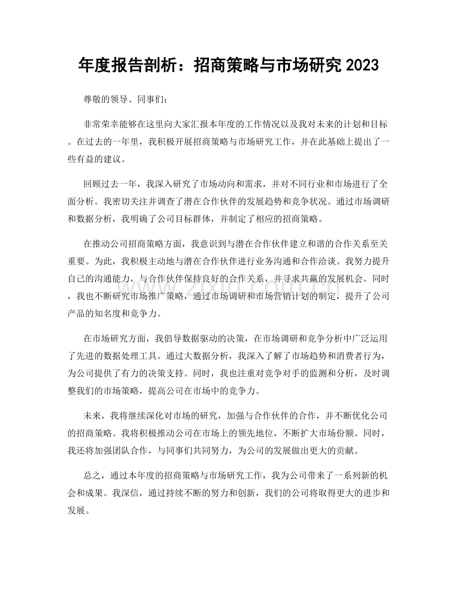 年度报告剖析：招商策略与市场研究2023.docx_第1页