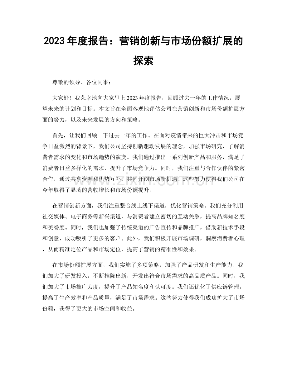 2023年度报告：营销创新与市场份额扩展的探索.docx_第1页