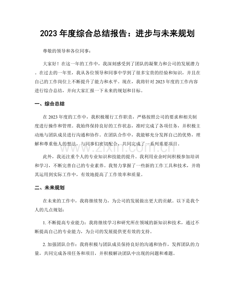 2023年度综合总结报告：进步与未来规划.docx_第1页