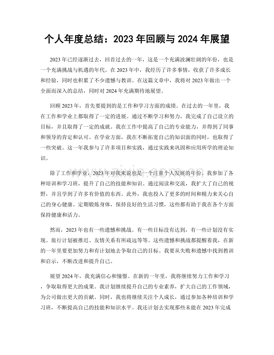 个人年度总结：2023年回顾与2024年展望.docx_第1页