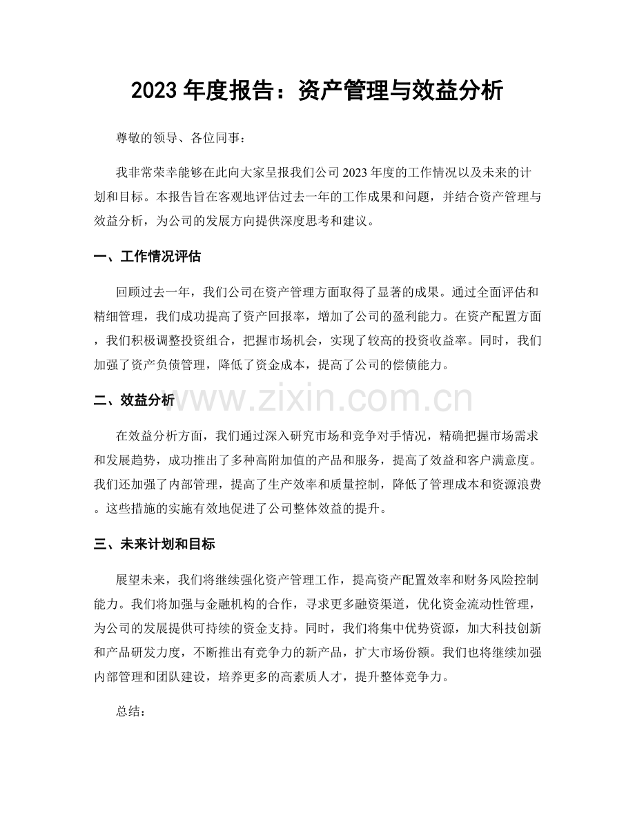 2023年度报告：资产管理与效益分析.docx_第1页