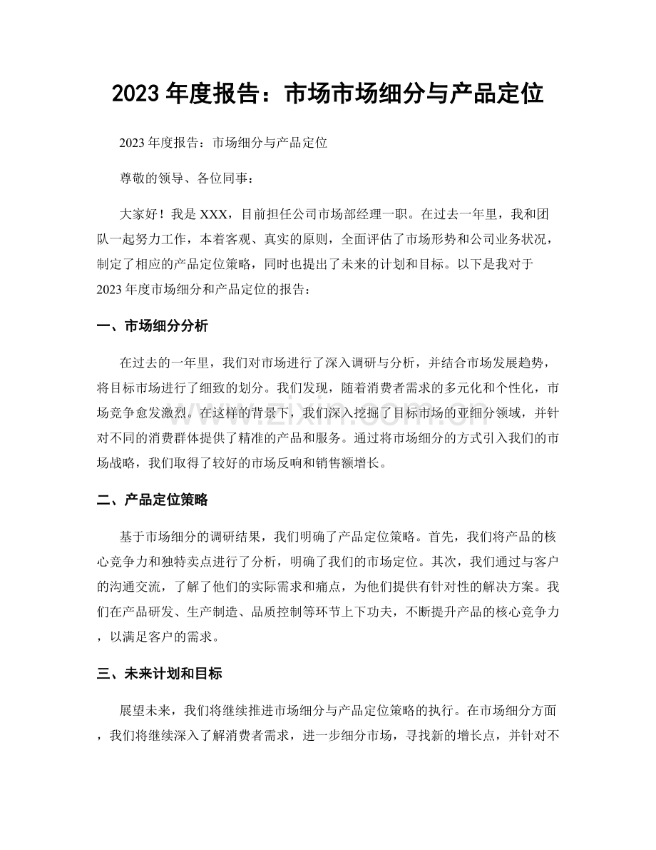 2023年度报告：市场市场细分与产品定位.docx_第1页