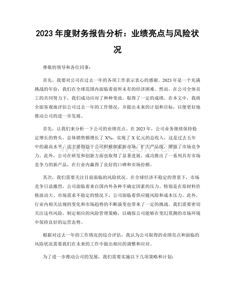 2023年度财务报告分析：业绩亮点与风险状况.docx_第1页