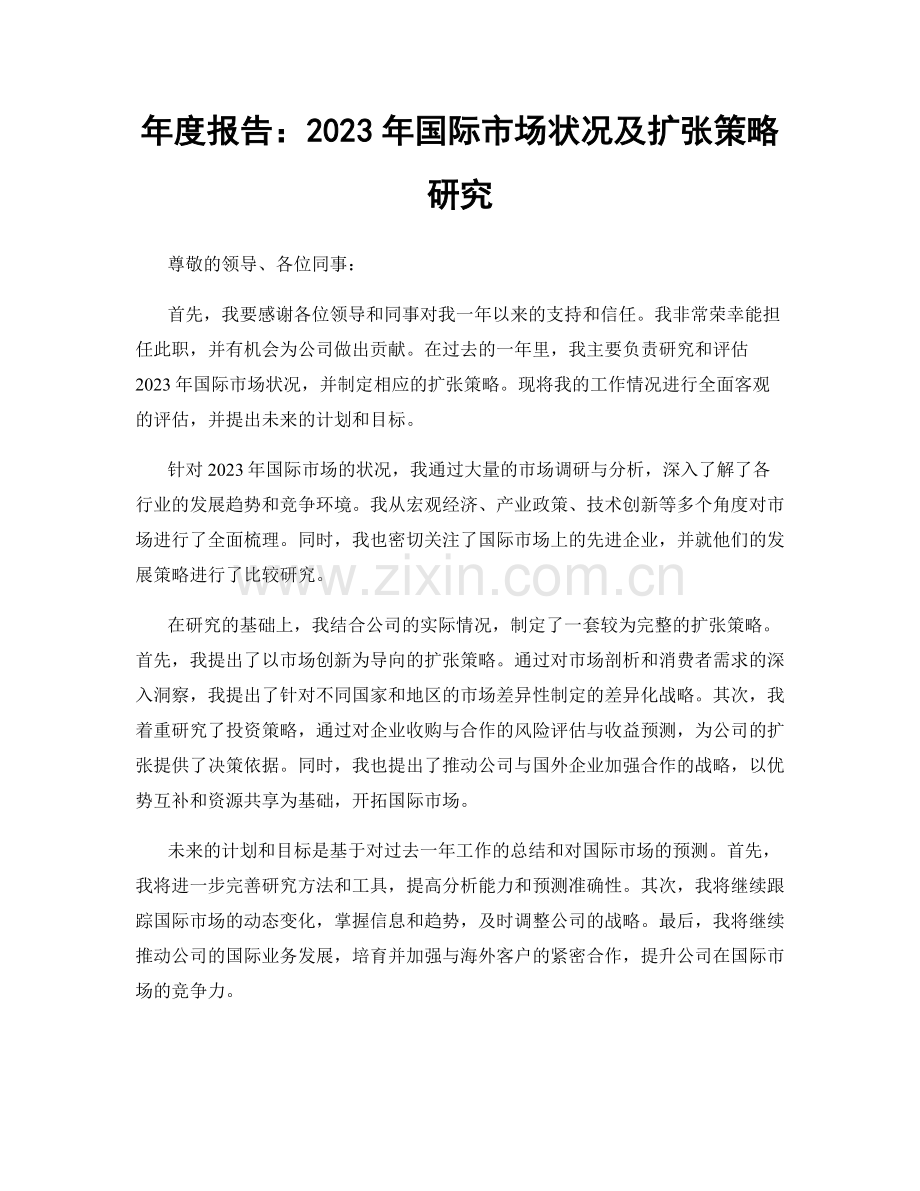 年度报告：2023年国际市场状况及扩张策略研究.docx_第1页