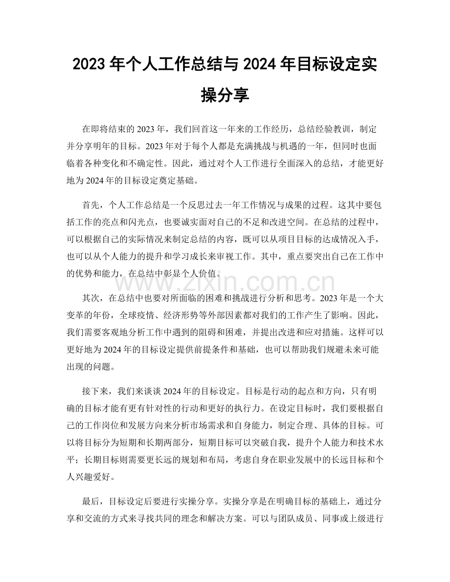 2023年个人工作总结与2024年目标设定实操分享.docx_第1页