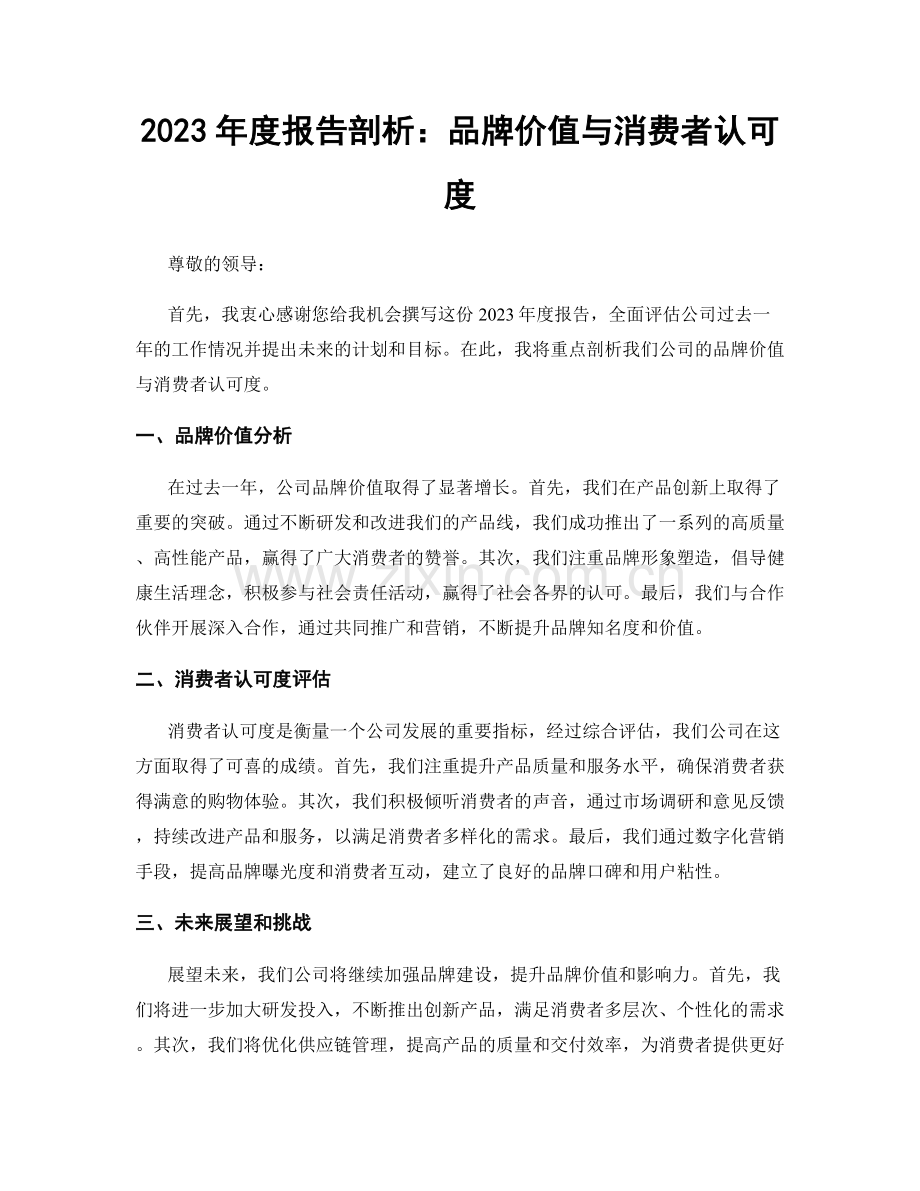 2023年度报告剖析：品牌价值与消费者认可度.docx_第1页