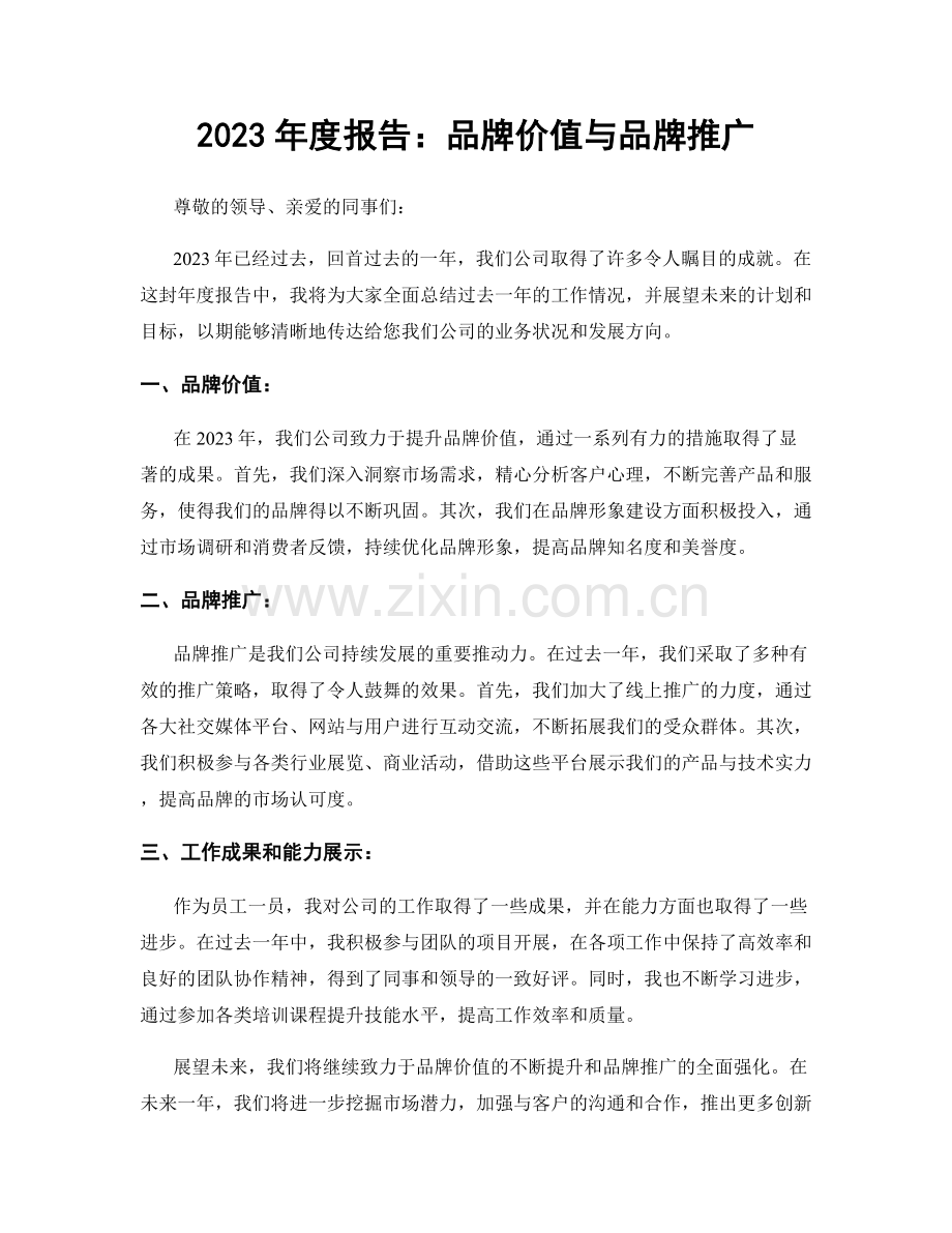 2023年度报告：品牌价值与品牌推广.docx_第1页