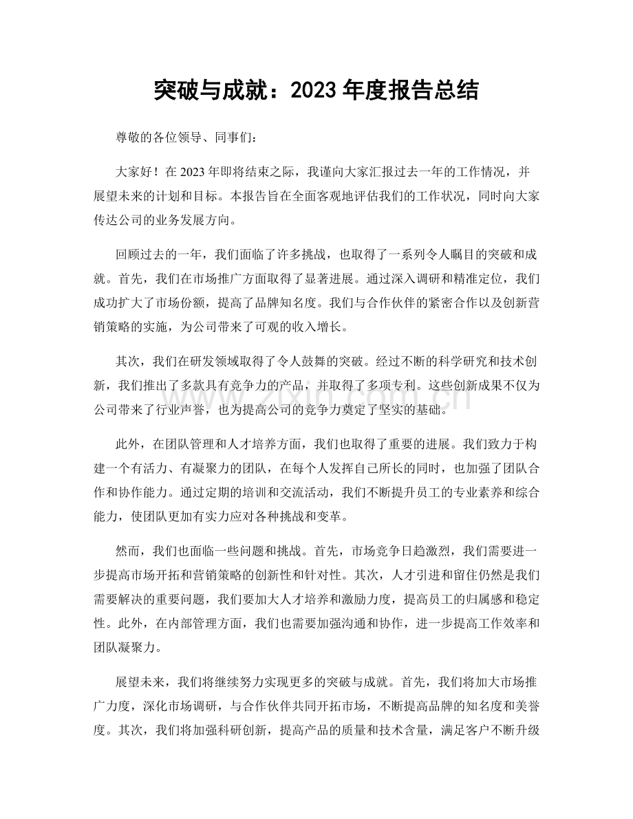 突破与成就：2023年度报告总结.docx_第1页