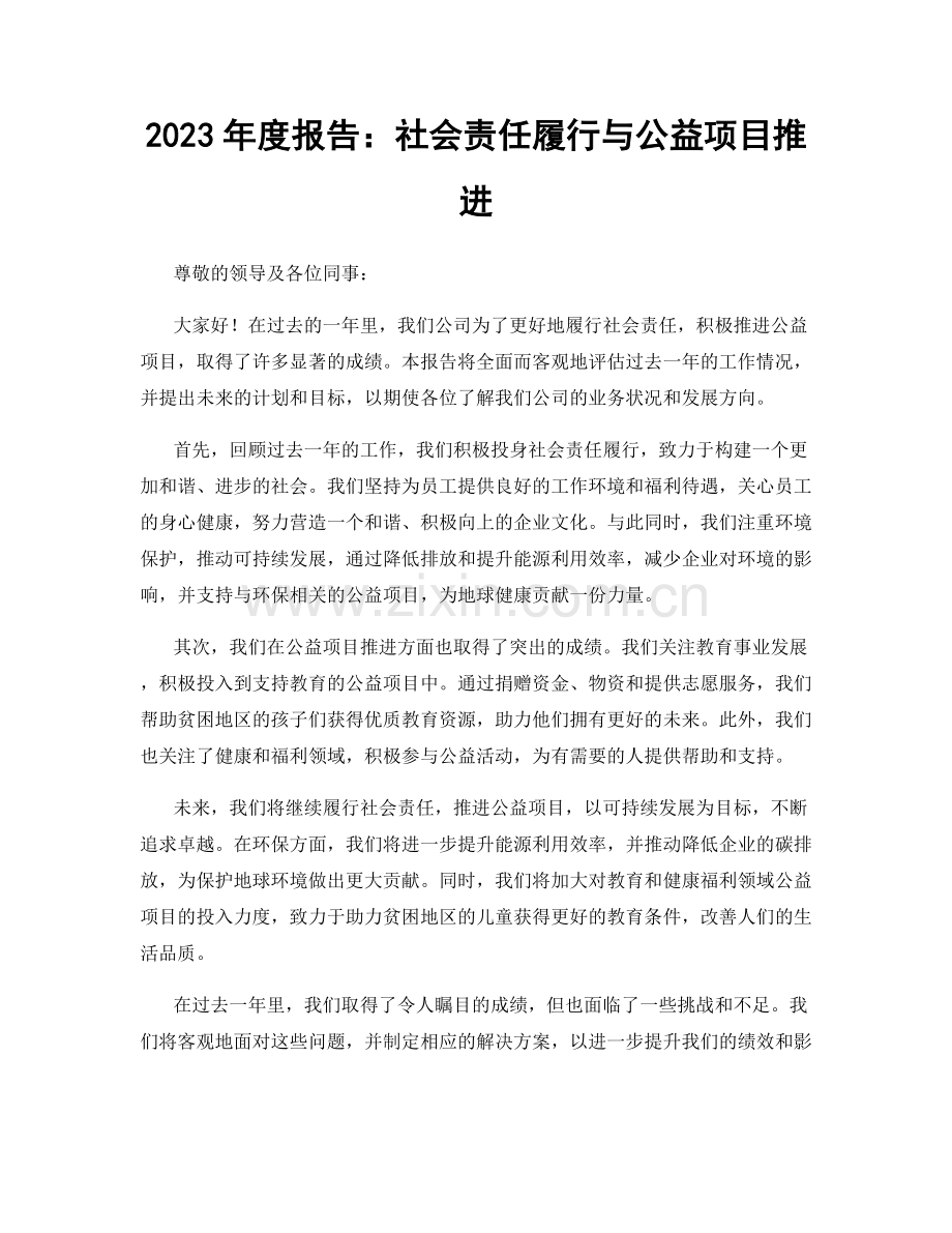 2023年度报告：社会责任履行与公益项目推进.docx_第1页