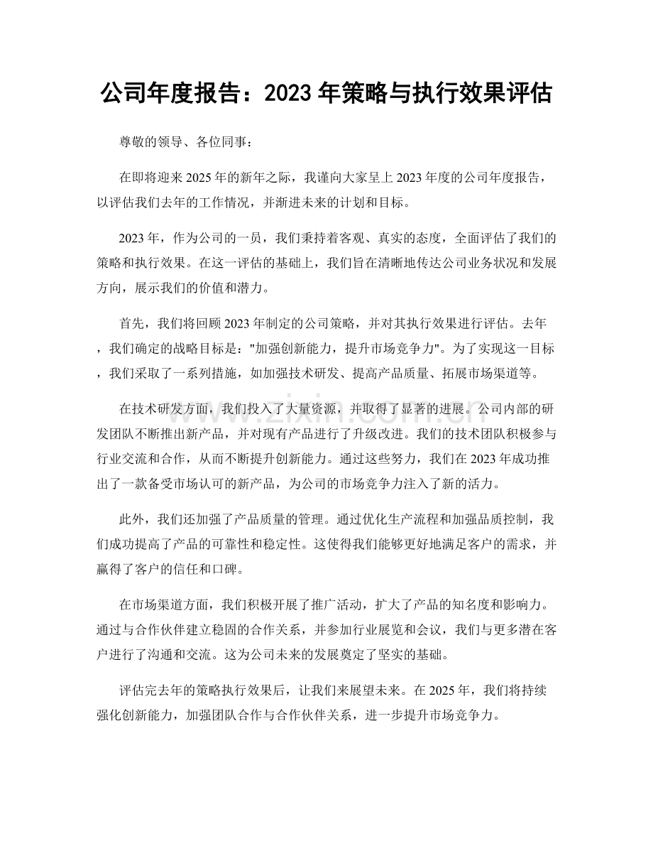 公司年度报告：2023年策略与执行效果评估.docx_第1页
