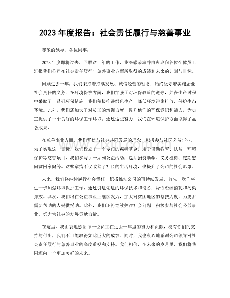 2023年度报告：社会责任履行与慈善事业.docx_第1页