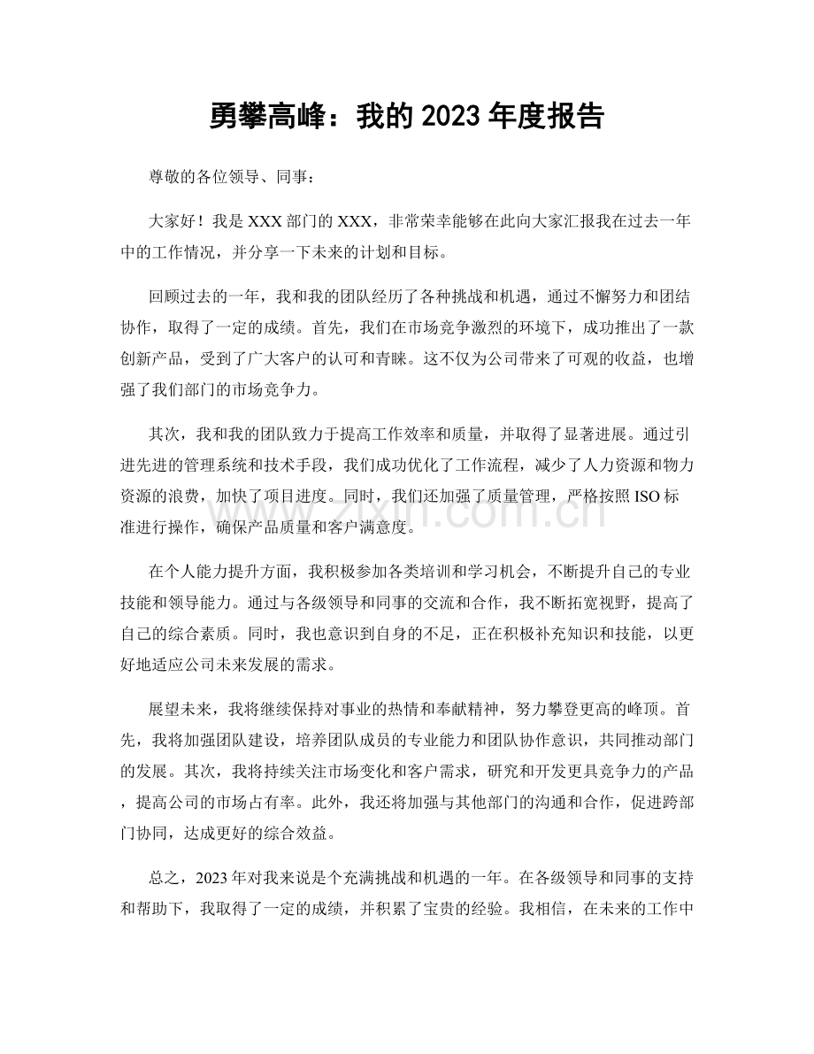 勇攀高峰：我的2023年度报告.docx_第1页
