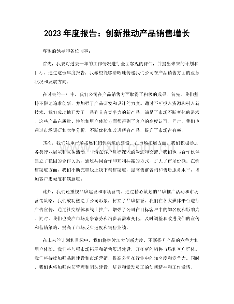2023年度报告：创新推动产品销售增长.docx_第1页