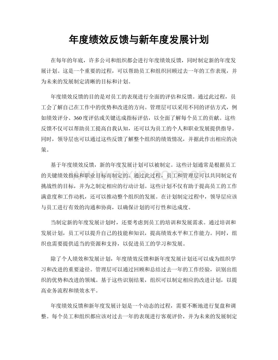 年度绩效反馈与新年度发展计划.docx_第1页