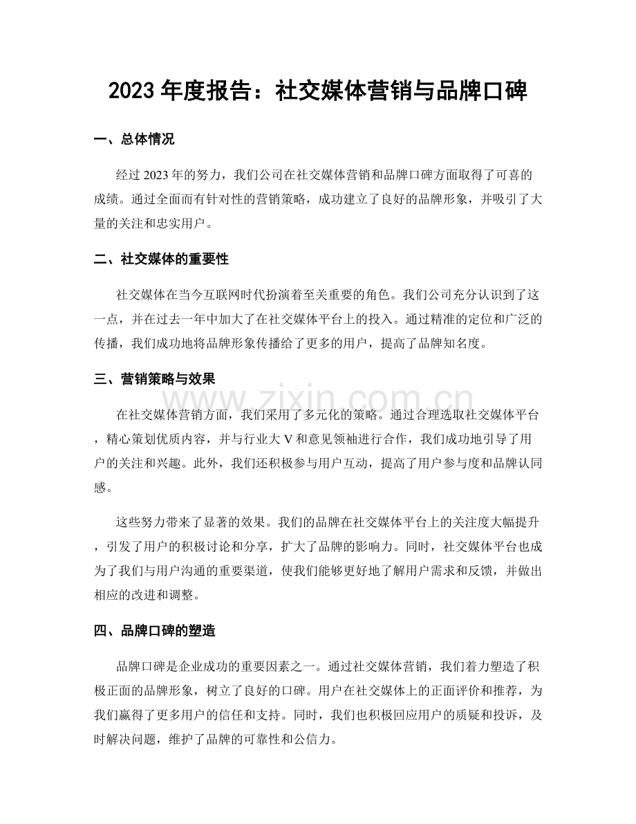 2023年度报告：社交媒体营销与品牌口碑.docx_第1页