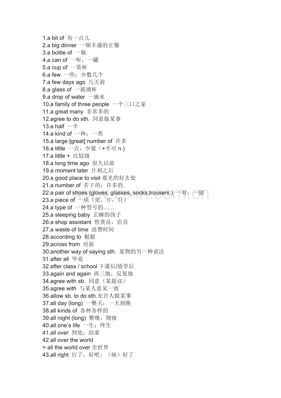 初中英语考试643条实用短语.docx_第1页
