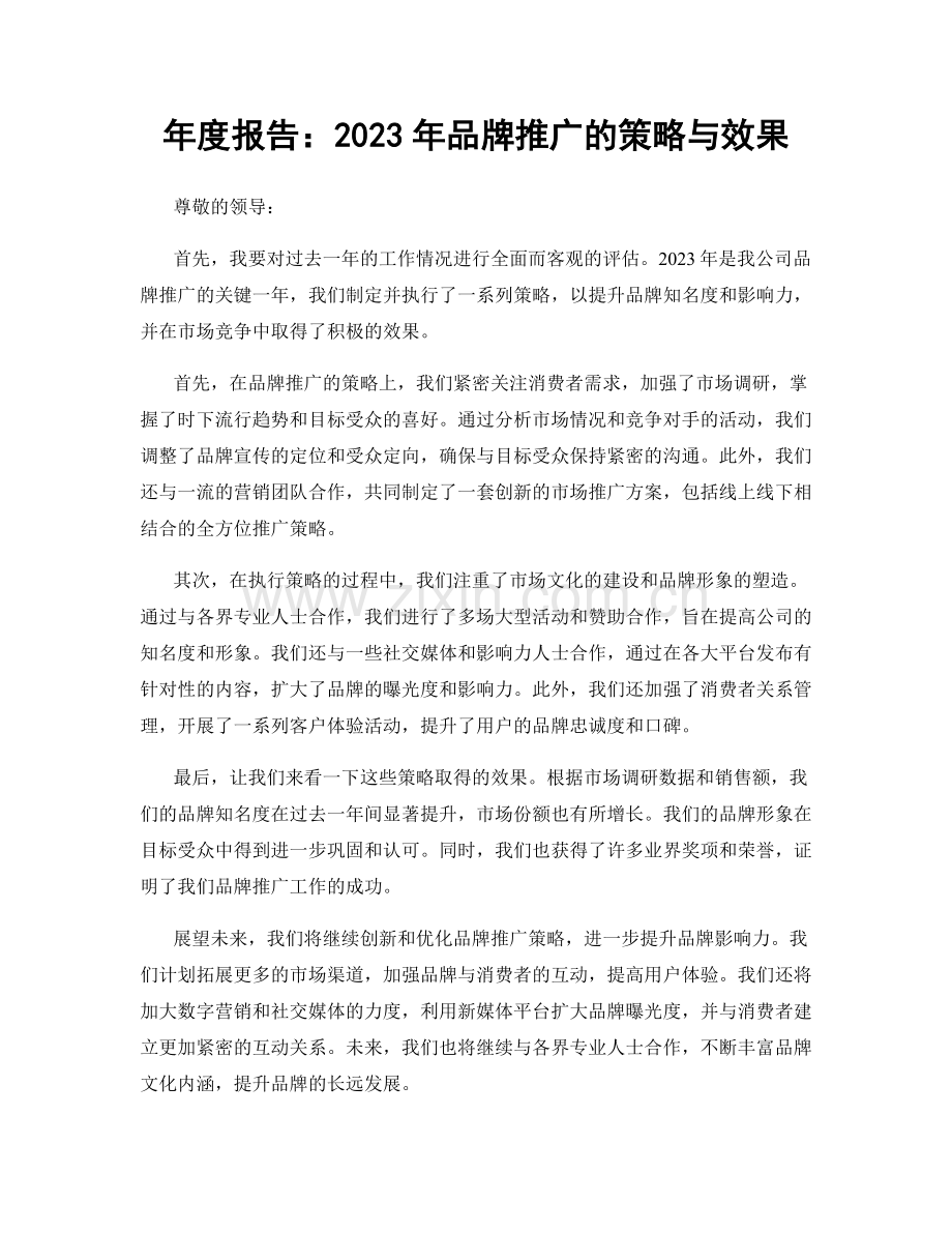 年度报告：2023年品牌推广的策略与效果.docx_第1页