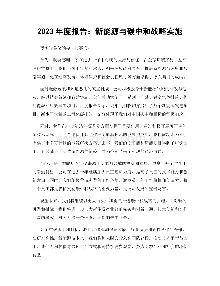 2023年度报告：新能源与碳中和战略实施.docx_第1页