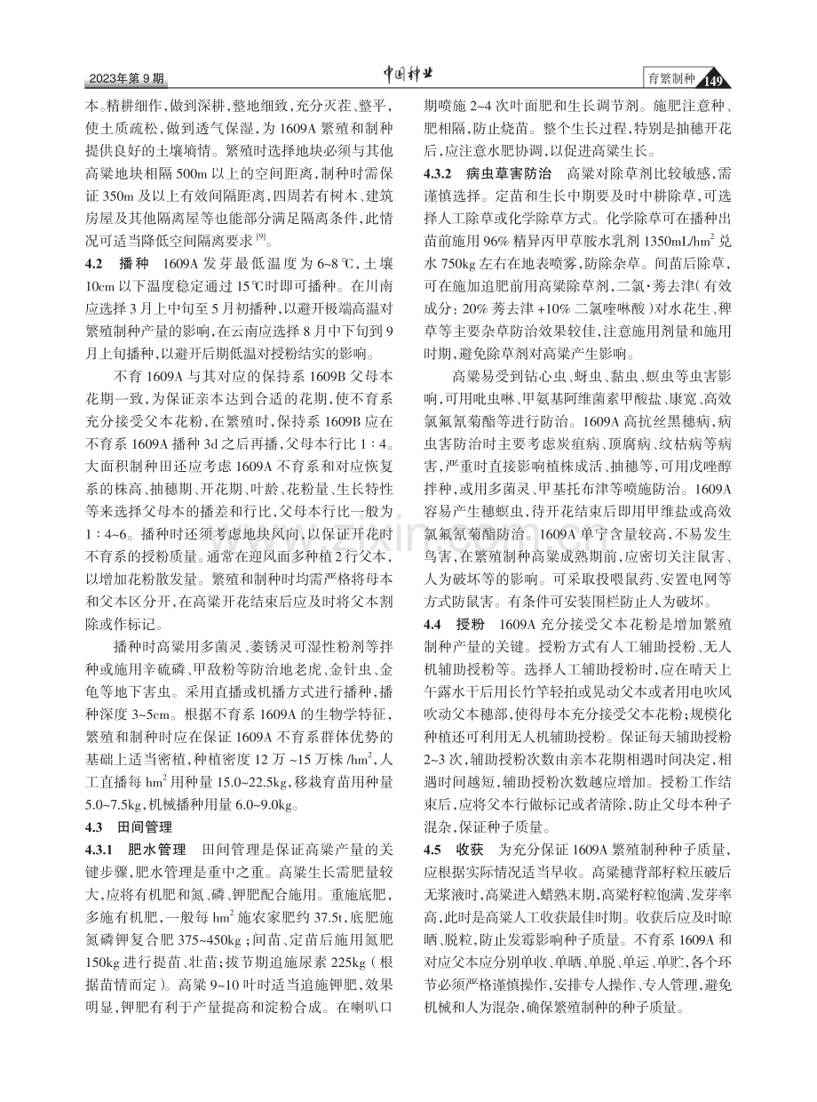 高单宁糯高粱不育系1609A的选育及繁殖制种技术.pdf_第3页