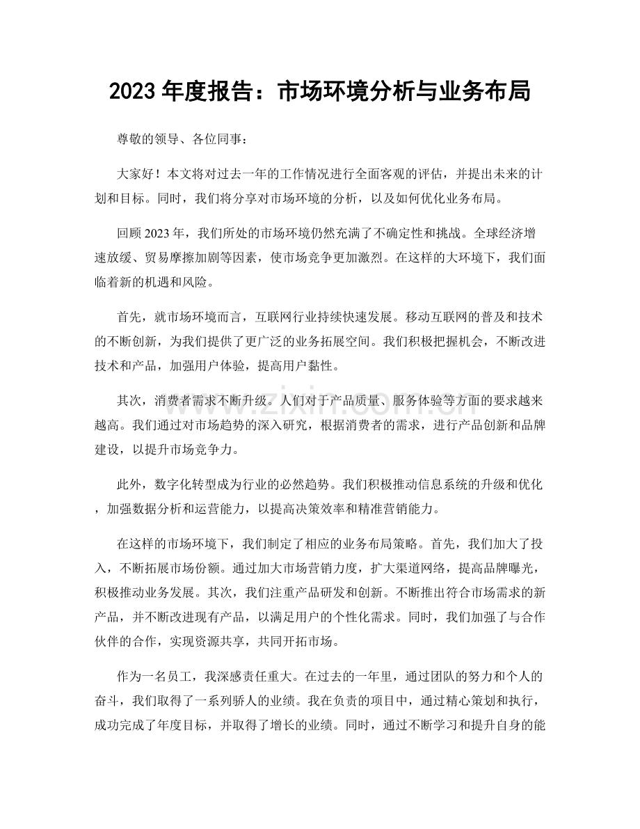 2023年度报告：市场环境分析与业务布局.docx_第1页