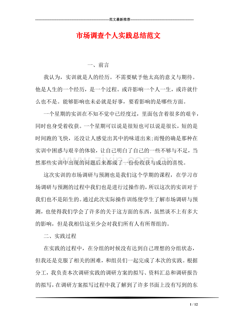 市场调查个人实践总结范文.doc_第1页