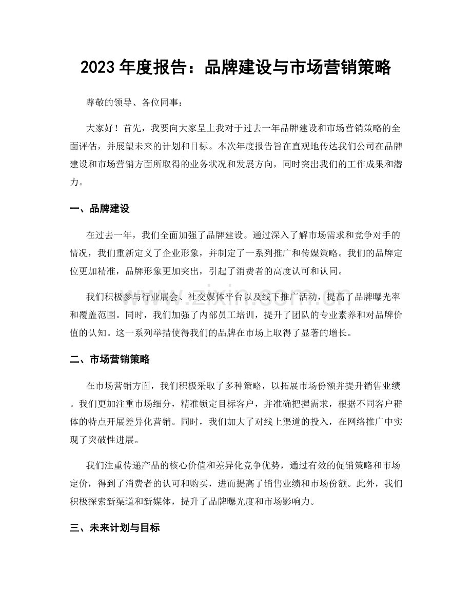 2023年度报告：品牌建设与市场营销策略.docx_第1页