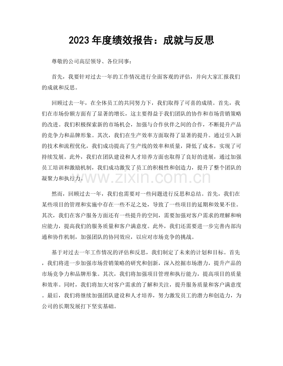 2023年度绩效报告：成就与反思.docx_第1页
